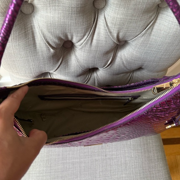 Brahmin Bekka Purple Potion Croc Shoulder Bag Rare Limited - Picture 9 of 11